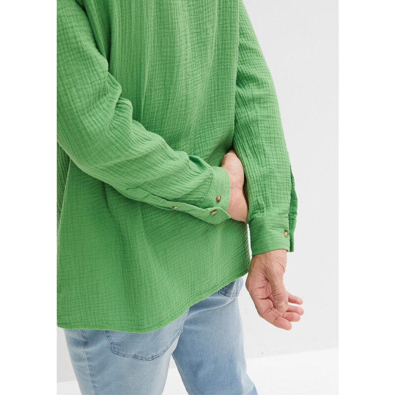 bonprix Mušelínová košile, dlouhý rukáv Zelená