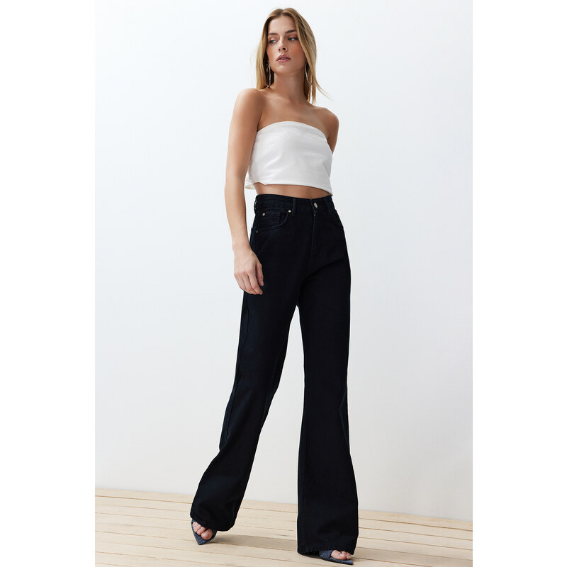 Trendyol Midnight Blue High Waist Wide Leg High Waist Jeans