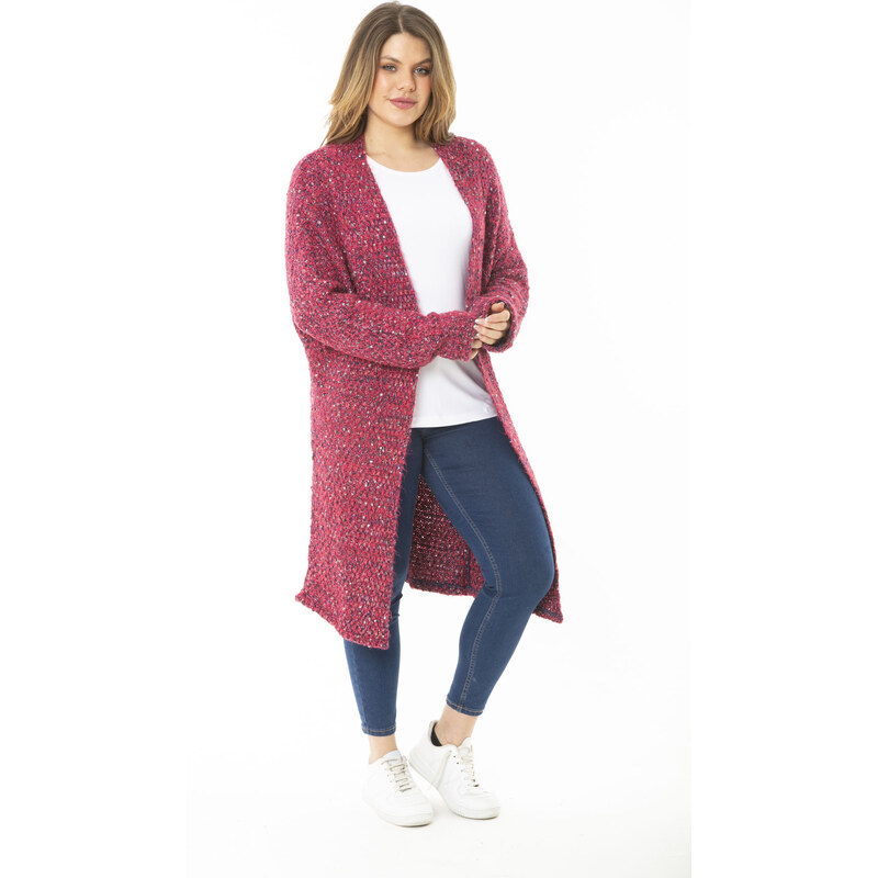 Şans Women's Plus Size Colorful Knitwear Thick Cardigan