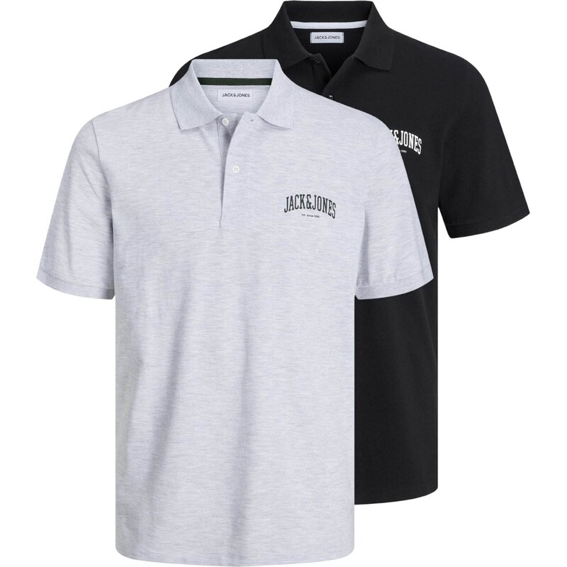 JACK & JONES Tričko JJEJosh šedý melír / černá / bílá
