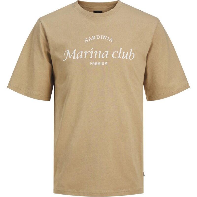 JACK & JONES Tričko JPRBLAOcean Club tmavě béžová / bílá