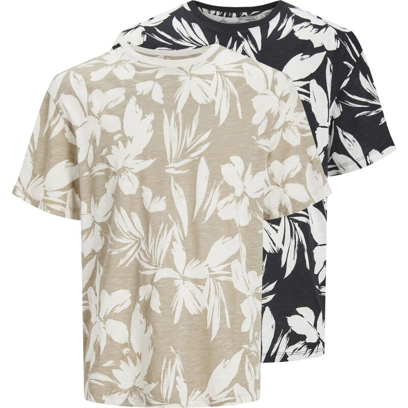 JACK & JONES Tričko JJEJeff béžová / černá / bílá
