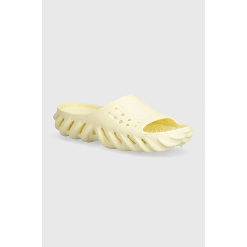 Pantofle Crocs Echo Slide dámské, žlutá barva, na platformě, 208170