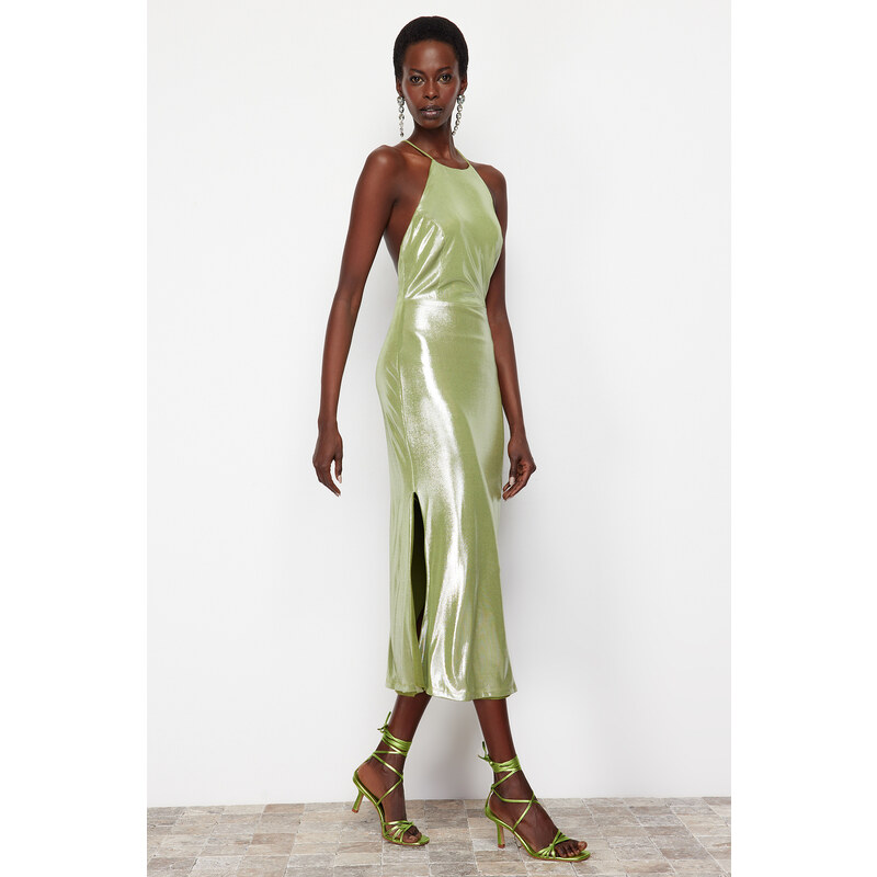 Trendyol Light Green Metallic Look Dress