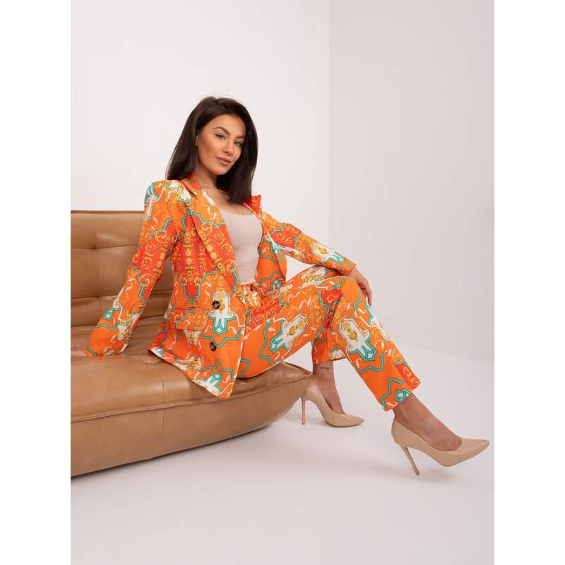 Fashionhunters Orange elegantní dámský set s potiskem