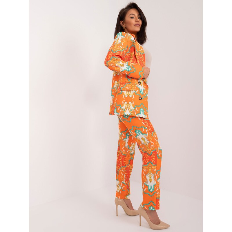 Fashionhunters Orange elegantní dámský set s potiskem