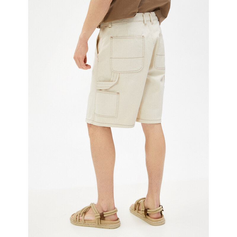 Koton Cargo Shorts with Pockets Stitching Detailed and Buttoned Cotton