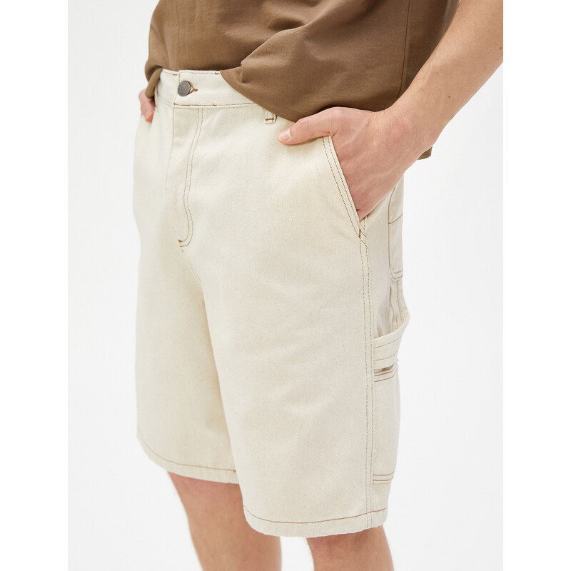 Koton Cargo Shorts with Pockets Stitching Detailed and Buttoned Cotton