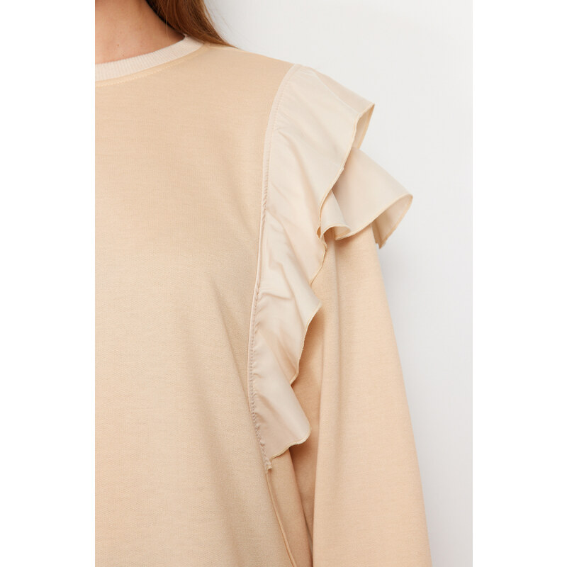 Trendyol Beige Ruffle Detailed Knitted Tunic