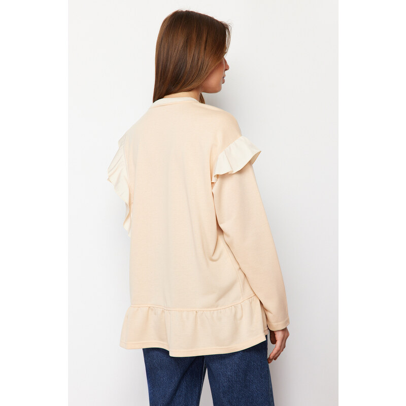 Trendyol Beige Ruffle Detailed Knitted Tunic