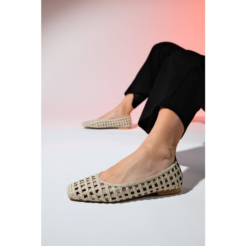 LuviShoes ARCOLA Béžové Pletené Vzorované Dámské Ploché Boty 98912553