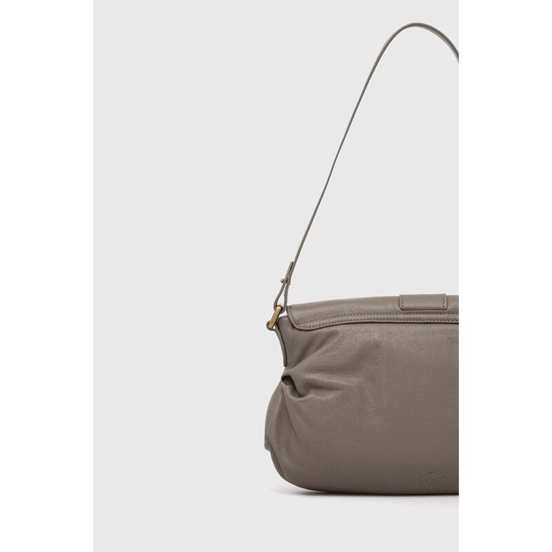 Kožená kabelka Pinko šedá barva, 102801.A1MI
