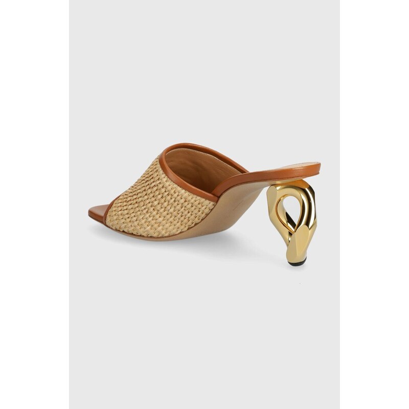 Pantofle JW Anderson Raffia Sandal dámské, béžová barva, na podpatku, ANW42230A