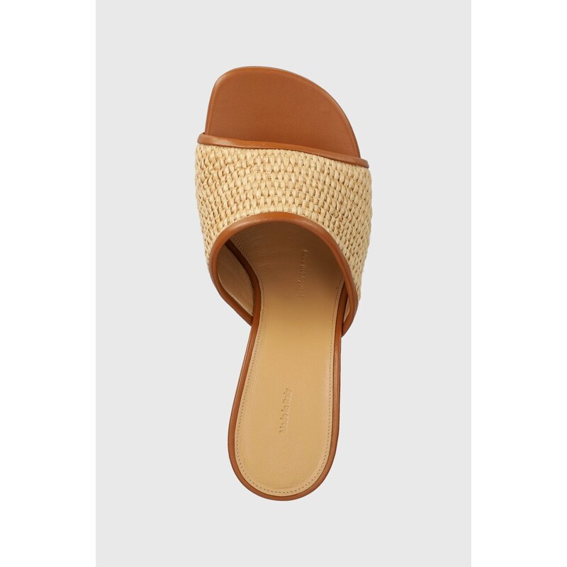 Pantofle JW Anderson Raffia Sandal dámské, béžová barva, na podpatku, ANW42230A