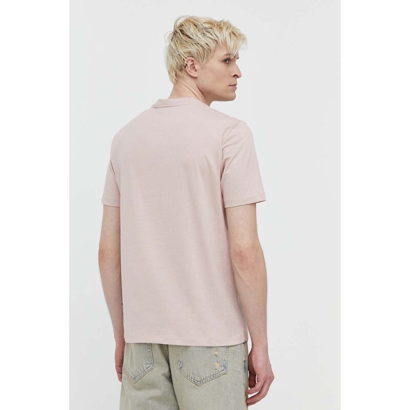 Bavlněné tričko HUGO růžová barva, s potiskem