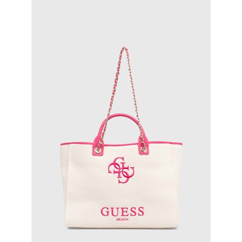 Plážová taška Guess CANVAS béžová barva, E4GZ16 WFCE0