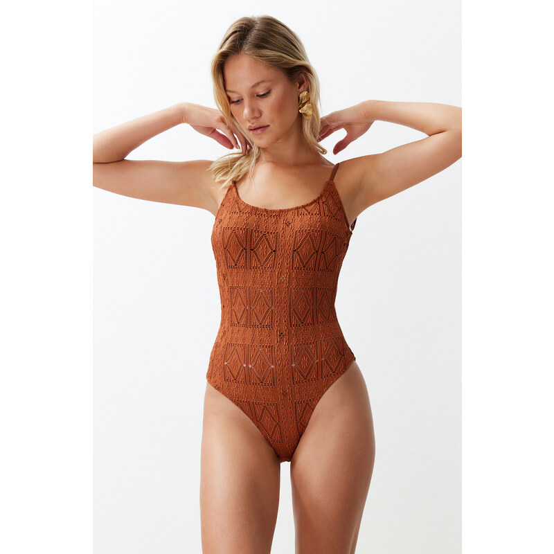 Trendyol Brown Regular Swimsuit