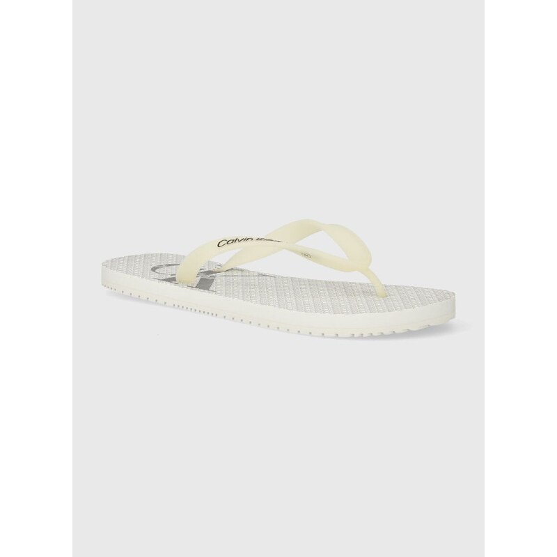 Žabky Calvin Klein Jeans BEACH SANDAL GLOSSY pánské, bílá barva, YM0YM00952