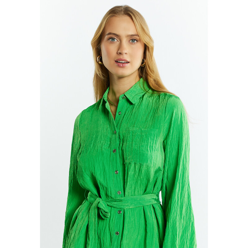 Monnari Šaty Dámské šaty s kravatou Zelená