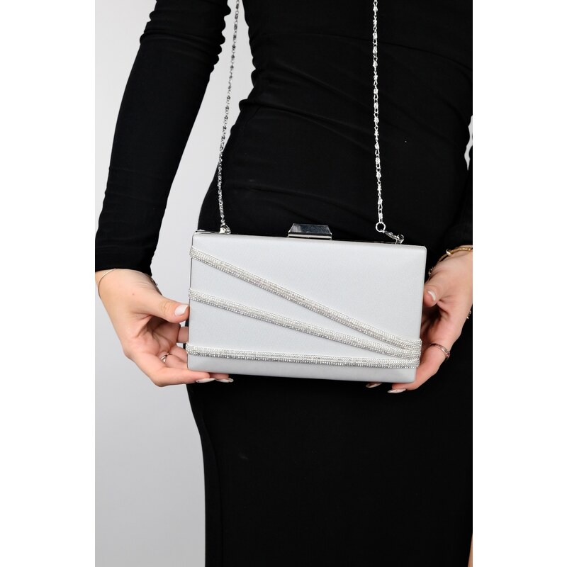 LuviShoes DEBON Gray Satin Women's Evening Dress Bag