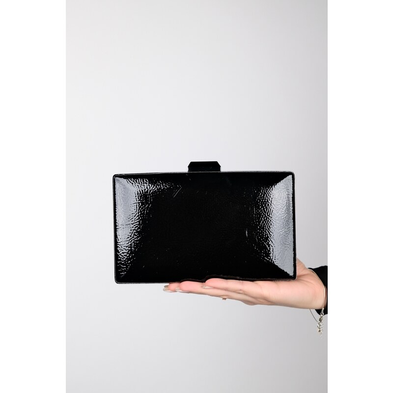 LuviShoes DESTINY Black Patent Leather Women Evening Bag