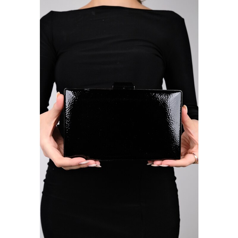 LuviShoes DESTINY Black Patent Leather Women Evening Bag