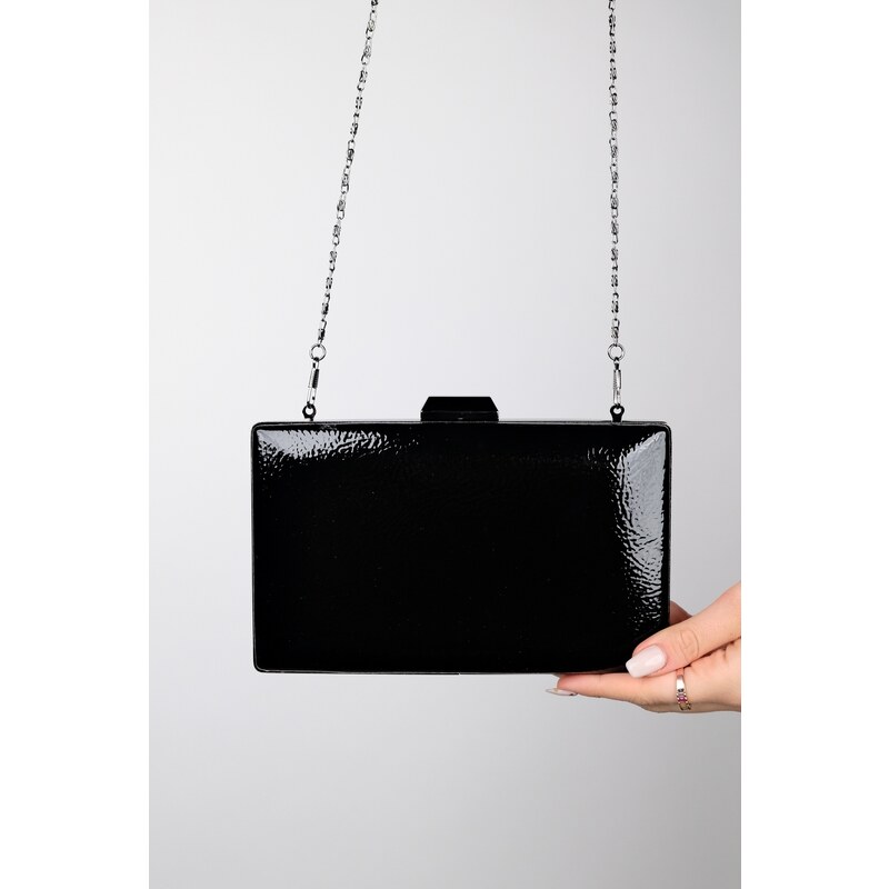 LuviShoes DESTINY Black Patent Leather Women Evening Bag