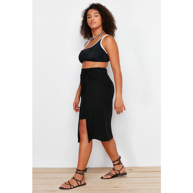 Trendyol Curve Black Woven Pareo With Shorts