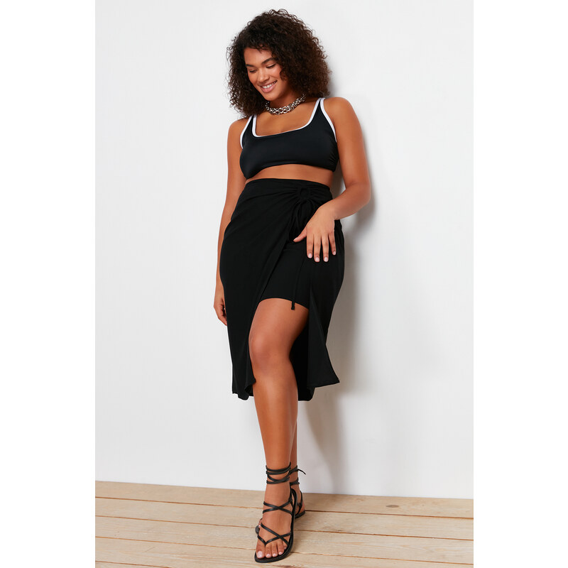 Trendyol Curve Black Woven Pareo With Shorts