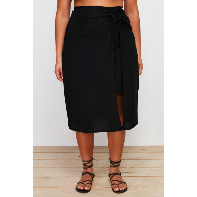 Trendyol Curve Black Woven Pareo With Shorts