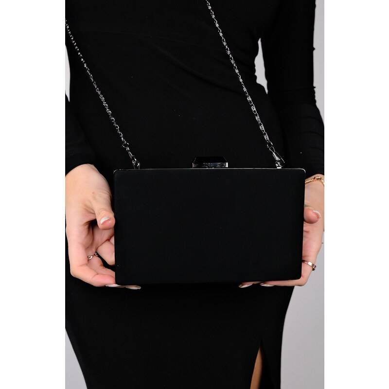 LuviShoes YOLA Black Suede Women's Evening Bag