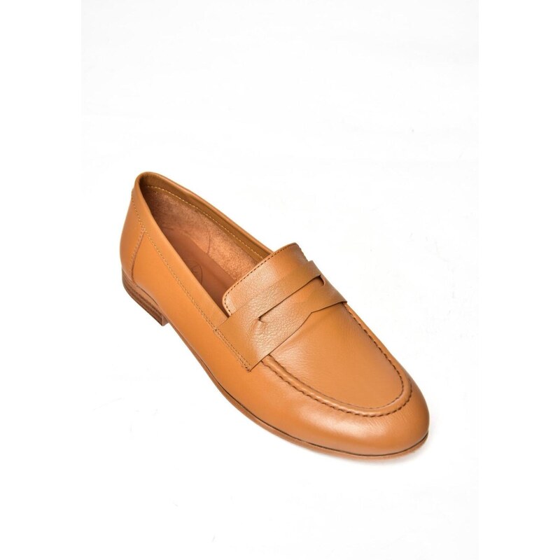 Fox Shoes S944007803 Camel Genuine Leather Women's Flat