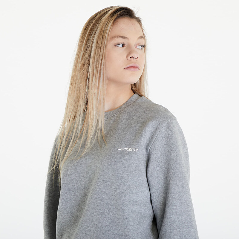 Carhartt WIP Script Embroidery Sweatshirt UNISEX Grey Heather/ White