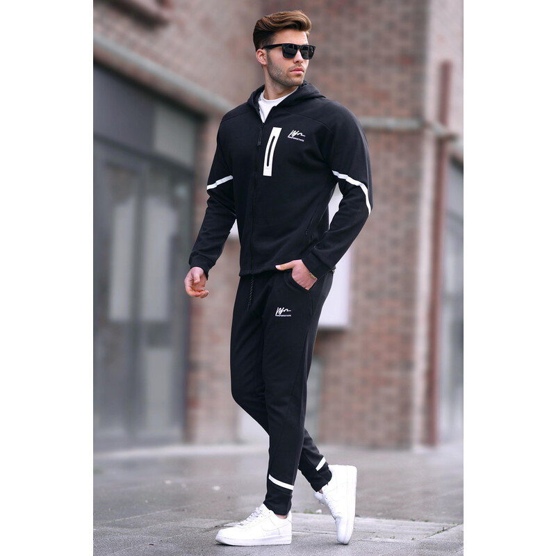 Madmext Black Men's Tracksuit Set with a Hoodie 6813