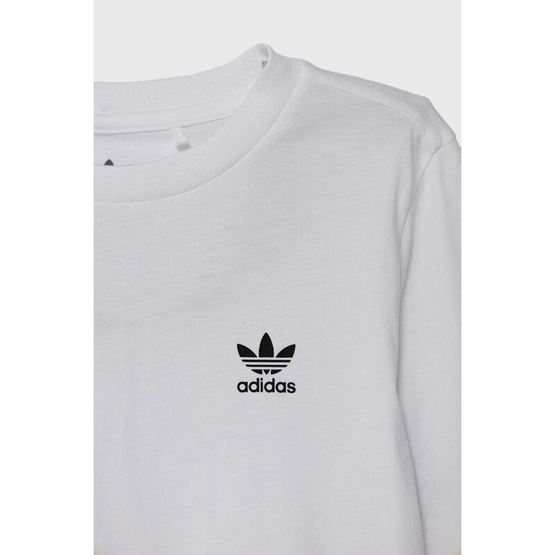 Dětská bavlněná košile s dlouhým rukávem adidas Originals bílá barva