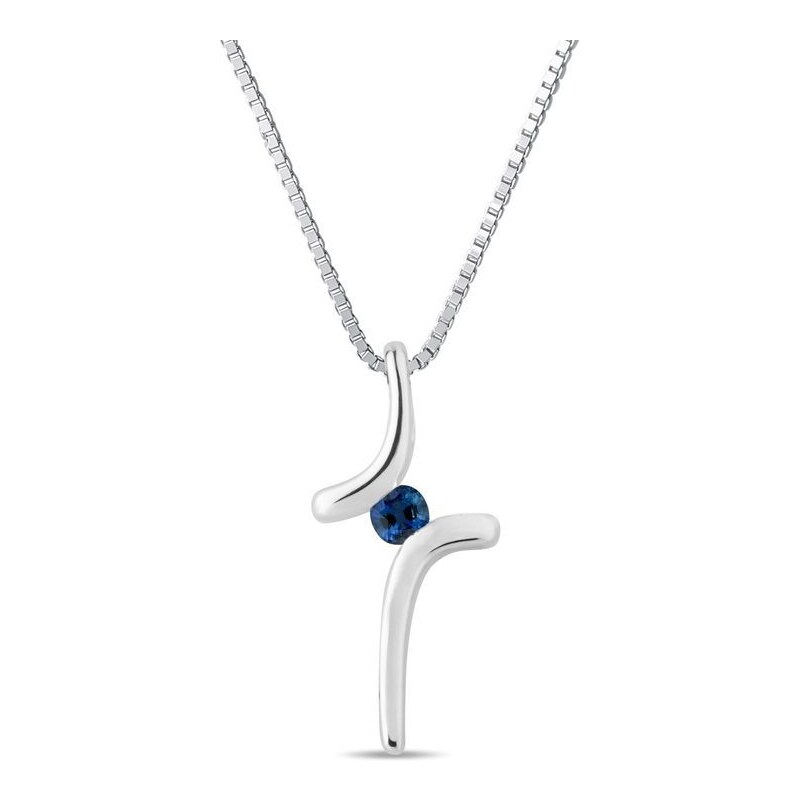 Zlatý náhrdelník s křížkem s modrým safírem KLENOTA K0036012