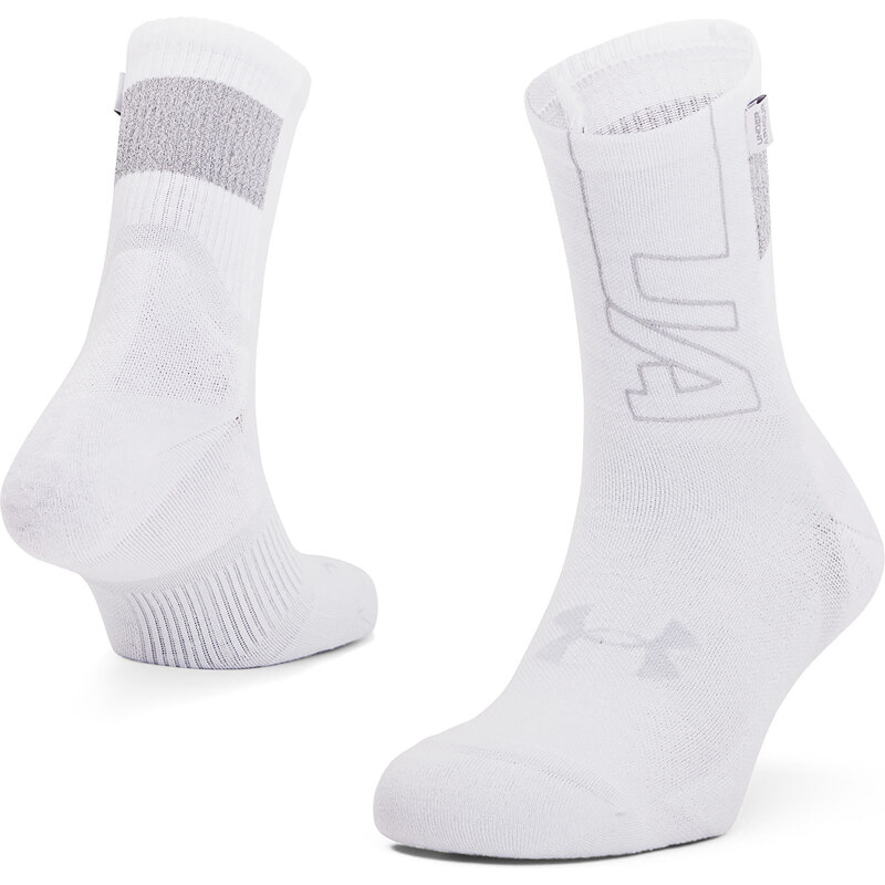 Ponožky Under Armour Armourdry Run Mid-Crew White XL