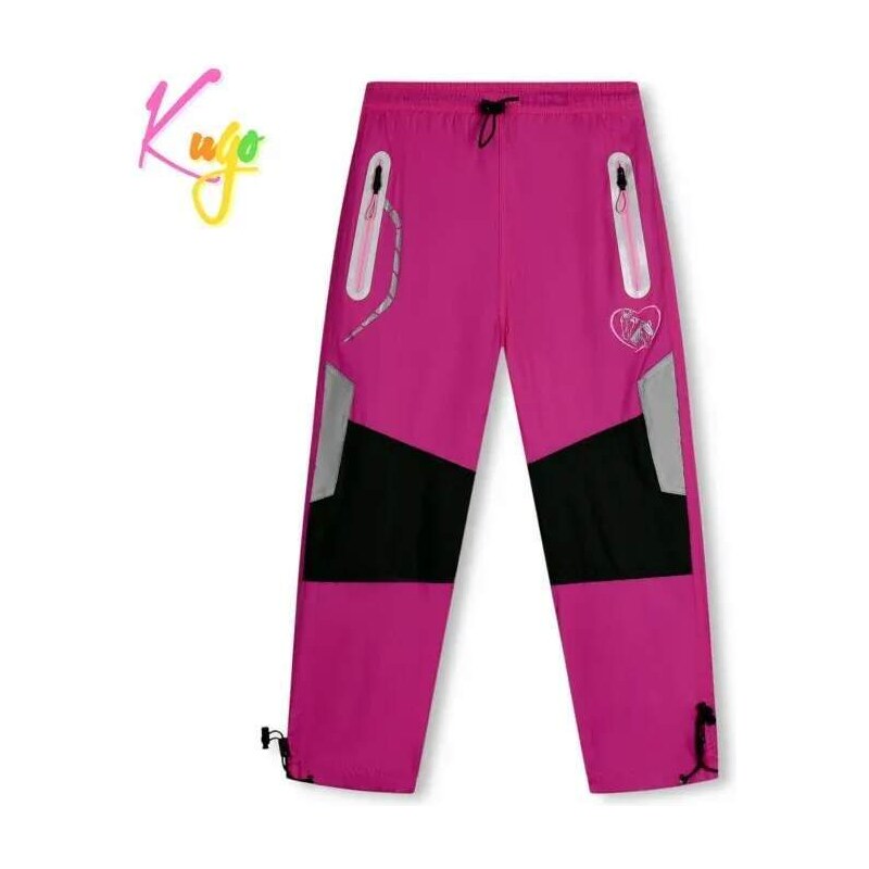 Dívčí šusťákové kalhoty Kugo SK7737, růžové