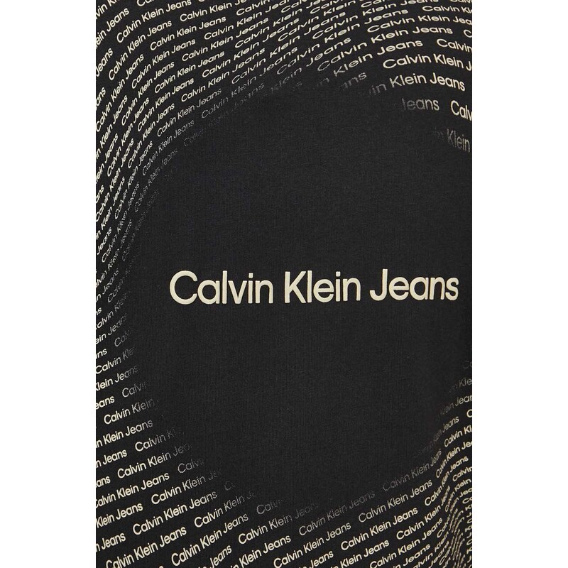 Bavlněné tričko Calvin Klein Jeans černá barva, s potiskem