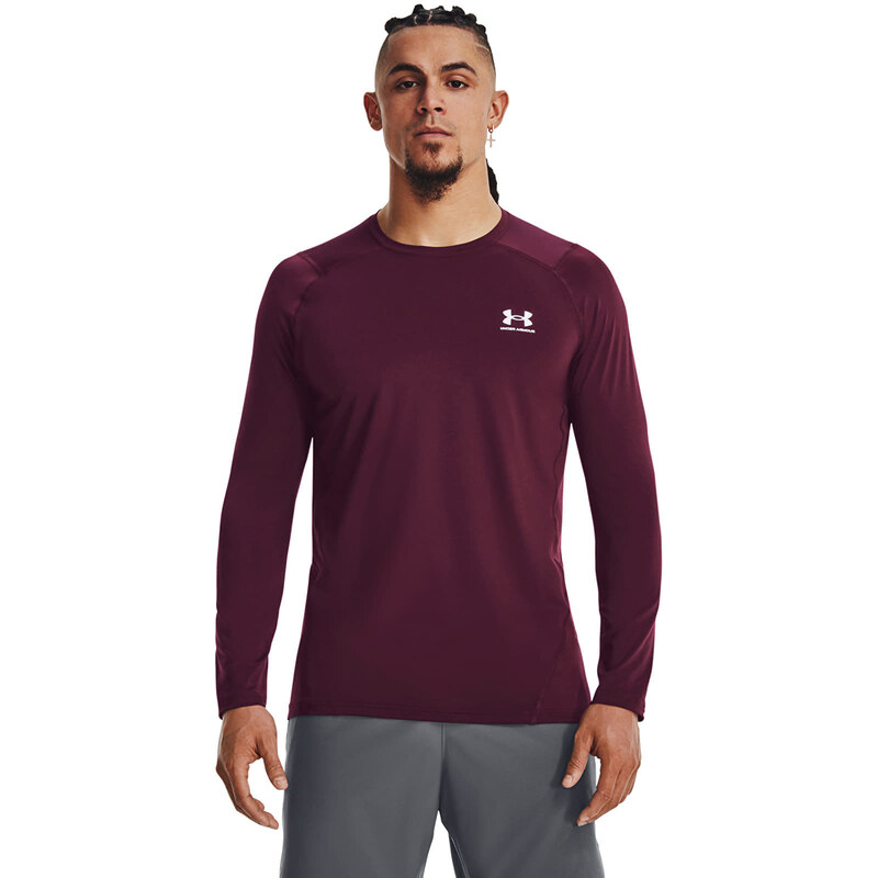 Pánské tričko Under Armour Hg Armour Fitted Ls Dark Maroon