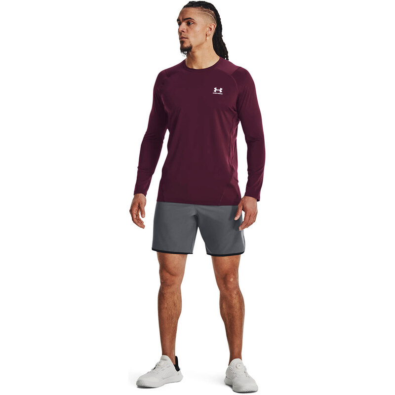 Pánské tričko Under Armour Hg Armour Fitted Ls Dark Maroon