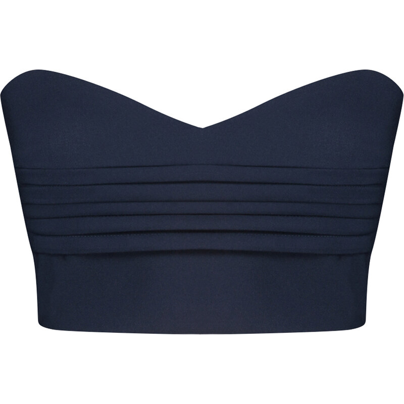 Trendyol Navy Blue Strapless Bodice Crop Woven Blouse