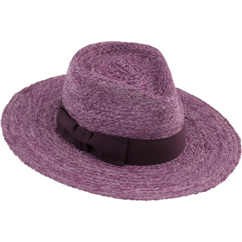 Dámský letní fialový Fedora klobouk - 100% slaměný klobouk od Fiebig
