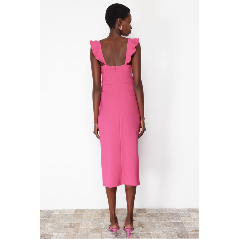 Trendyol Fuchsia Flounce Fitted Woven Dress