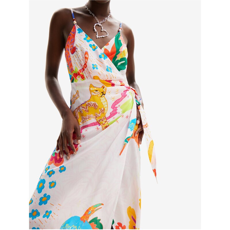 Bílé dámské zavinovací plážové šaty Desigual Selva - Dámské