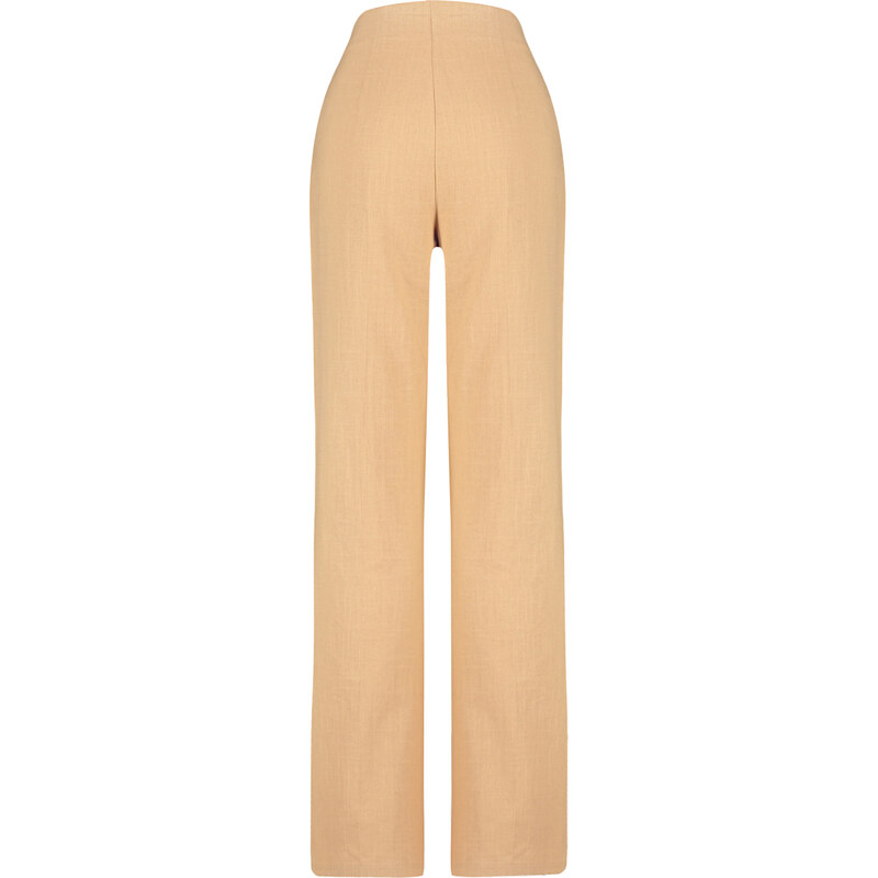 Trendyol Camel Premium Straight Linen Woven Trousers