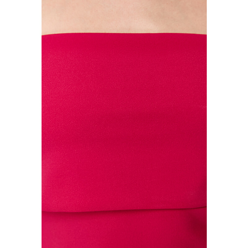 Trendyol Fuchsia Strapless Neck Side Zipper Crepe Knitted Blouse