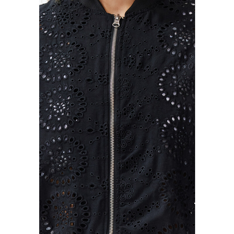 Trendyol Black Embroidery Thin Bomber Jacket