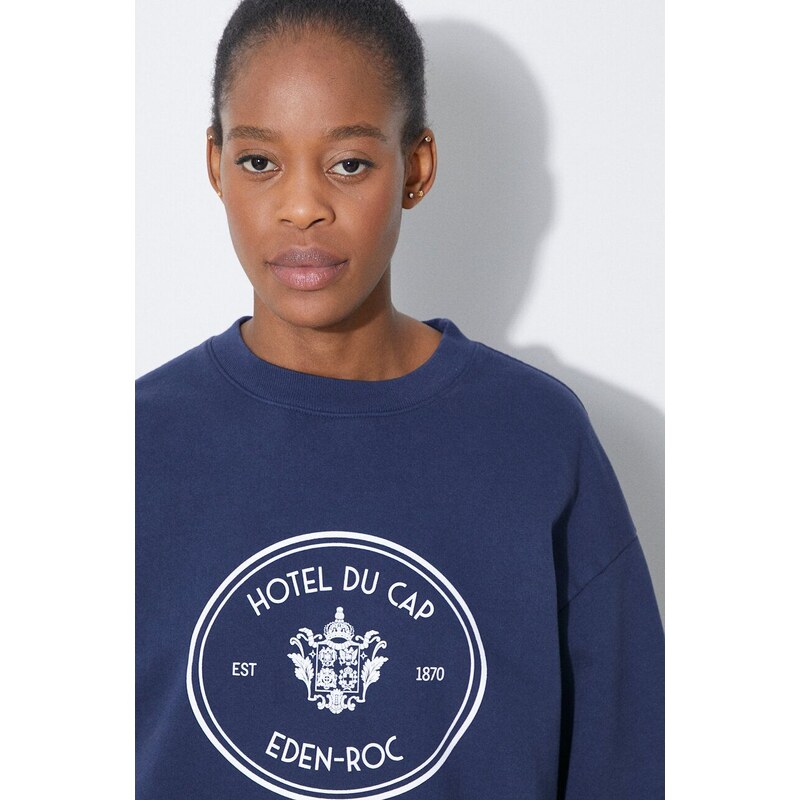 Bavlněná mikina Sporty & Rich Eden Crest Crewneck tmavomodrá barva, s potiskem, CR1073NA