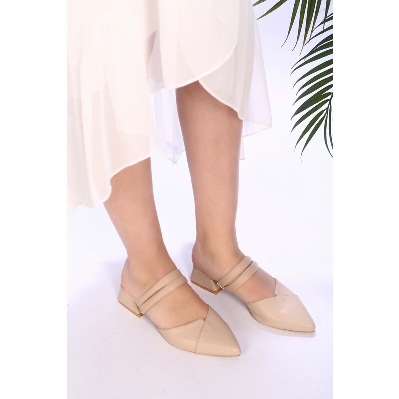 Shoeberry Women's Nolec Nude Skin Heels Shoes - Slippers